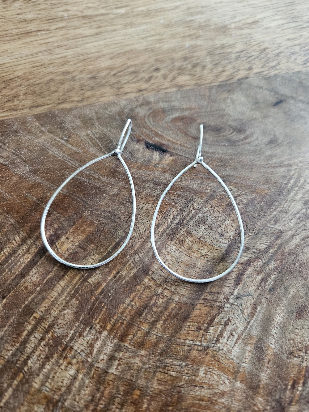 SILPADA .925 Sterling Silver Oversized Minimal Teardrop Hoop Earrings - Silver